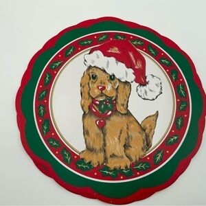 Set of 5 Vintage Vinyl Foam Backed Cat & Dog Holiday Placemats